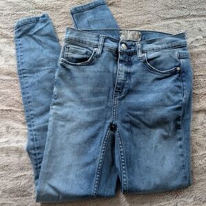 Free People Light Blue Deconstructed Skinny Jeans